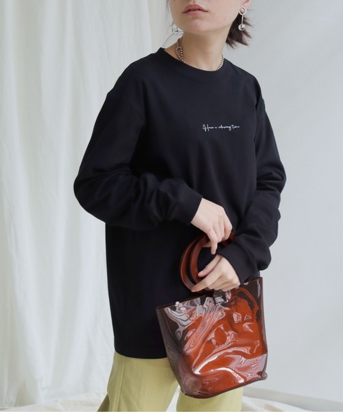 HER CLOSET(ハークローゼット)の「【HERCLOSET】WEB限定カリグラフィーロゴロンT(Tシャツ/カットソー・レディース・ホワイト/チャコールグレー/ブラック・S/M/L)」の11枚目の写真