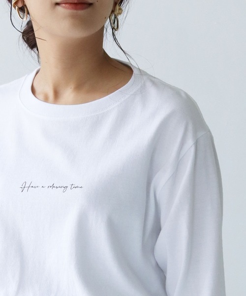 HER CLOSET(ハークローゼット)の「【HERCLOSET】WEB限定カリグラフィーロゴロンT(Tシャツ/カットソー・レディース・ホワイト/チャコールグレー/ブラック・S/M/L)」の19枚目の写真