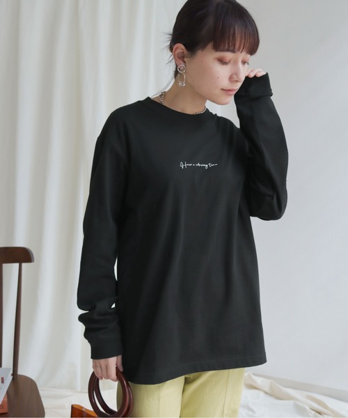 HER CLOSET(ハークローゼット)の「【HERCLOSET】WEB限定カリグラフィーロゴロンT(Tシャツ/カットソー・レディース・ホワイト/チャコールグレー/ブラック・S/M/L)」の14枚目の写真