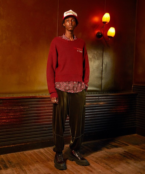 MYne(マイン)の「MYne マイン / Broken Knit Pullover ブロークンニットプルオーバー クラッシュセーター / G07PO024(ニット/セーター・メンズ・ホワイト/ボルドー/ブラック・LARGE/MEDIUM)」の8枚目の写真