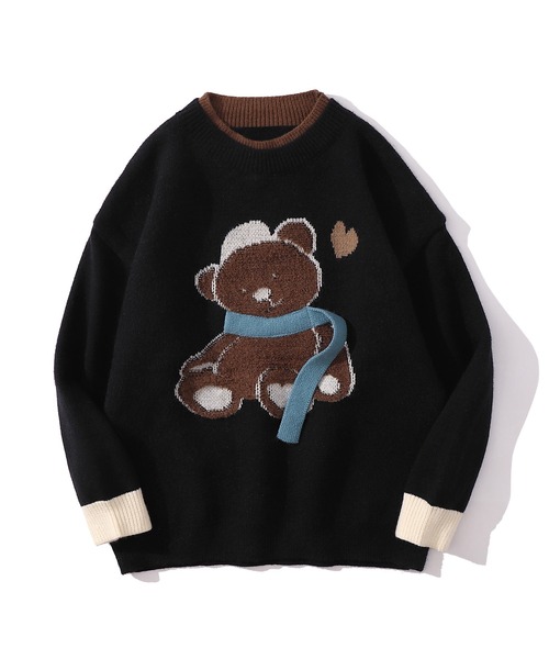 HOOK（フック）の「【HOOK】マフラーを巻いているクマニット風スウェット (AW)（ニット/セーター・メンズ・ブラック/グリーン/ベージュ/グリーン系その他/ベージュ系その他/ブラック系その他・M/XL/XXL/L）」の18枚目の写真