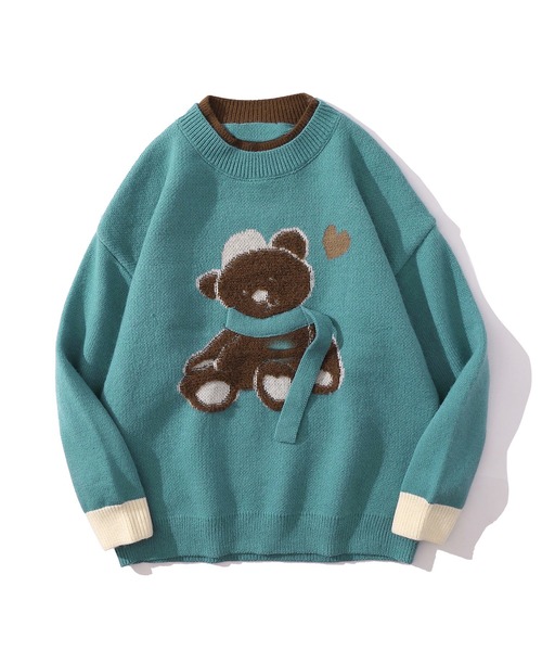 HOOK（フック）の「【HOOK】マフラーを巻いているクマニット風スウェット (AW)（ニット/セーター・メンズ・ブラック/グリーン/ベージュ/グリーン系その他/ベージュ系その他/ブラック系その他・M/XL/XXL/L）」の20枚目の写真