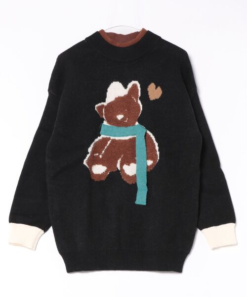 HOOK（フック）の「【HOOK】マフラーを巻いているクマニット風スウェット (AW)（ニット/セーター・メンズ・ブラック/グリーン/ベージュ/グリーン系その他/ベージュ系その他/ブラック系その他・M/XL/XXL/L）」の21枚目の写真