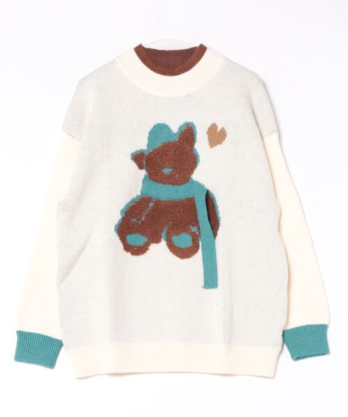 HOOK（フック）の「【HOOK】マフラーを巻いているクマニット風スウェット (AW)（ニット/セーター・メンズ・ブラック/グリーン/ベージュ/グリーン系その他/ベージュ系その他/ブラック系その他・M/XL/XXL/L）」の22枚目の写真