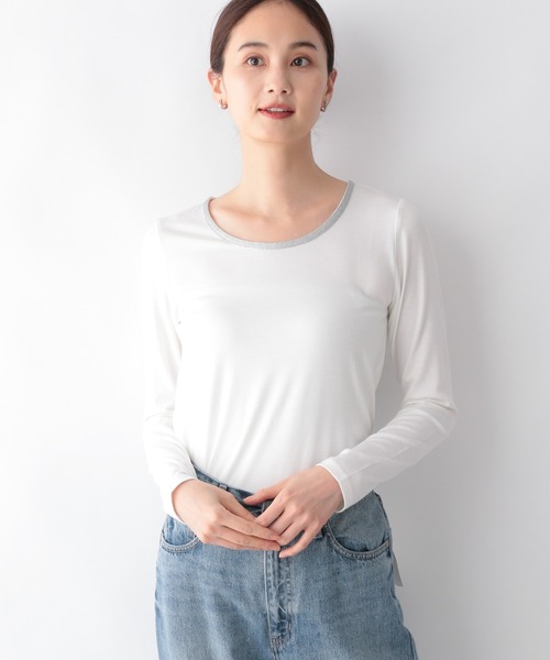 GLOBAL WORK(グローバルワーク)の「Beauteeアビガイル長袖/217109(Tシャツ/カットソー・レディース・ホワイト/ブラック/オフホワイト・MEDIUM/LARGE)」の1枚目の写真