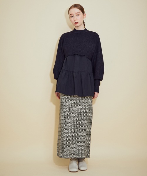 MADEMOISELLE ROPE'（マドモアゼル ロペ）の「ニットドッキングチュニック（ニット/セーター・レディース・ブラック/ダークブラウン・38）」の3枚目の写真