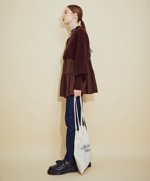 MADEMOISELLE ROPE'（マドモアゼル ロペ）の「ニットドッキングチュニック（ニット/セーター・レディース・ブラック/ダークブラウン・38）」の7枚目の写真