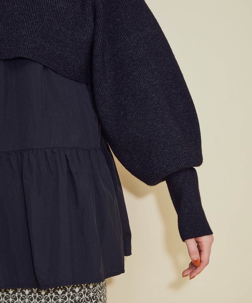 MADEMOISELLE ROPE'（マドモアゼル ロペ）の「ニットドッキングチュニック（ニット/セーター・レディース・ブラック/ダークブラウン・38）」の11枚目の写真