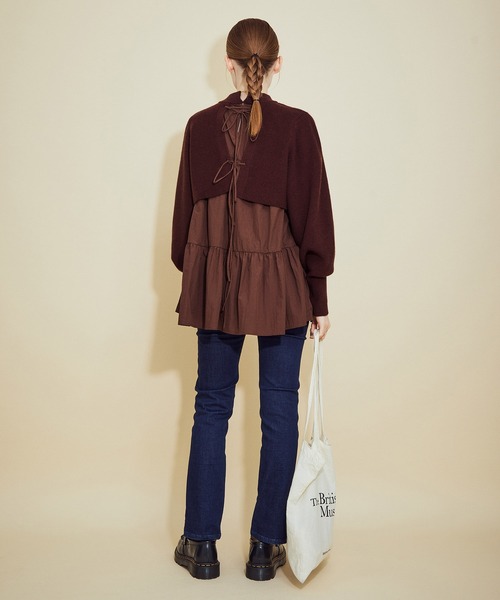 MADEMOISELLE ROPE'（マドモアゼル ロペ）の「ニットドッキングチュニック（ニット/セーター・レディース・ブラック/ダークブラウン・38）」の14枚目の写真