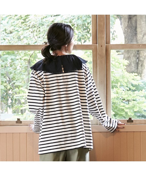 petit main LIEN（プティマインリアン）の「【LIEN】【リンク】レース衿Ｔシャツ（Tシャツ/カットソー・レディース・マルチ/ライトベージュ・FREE）」の8枚目の写真