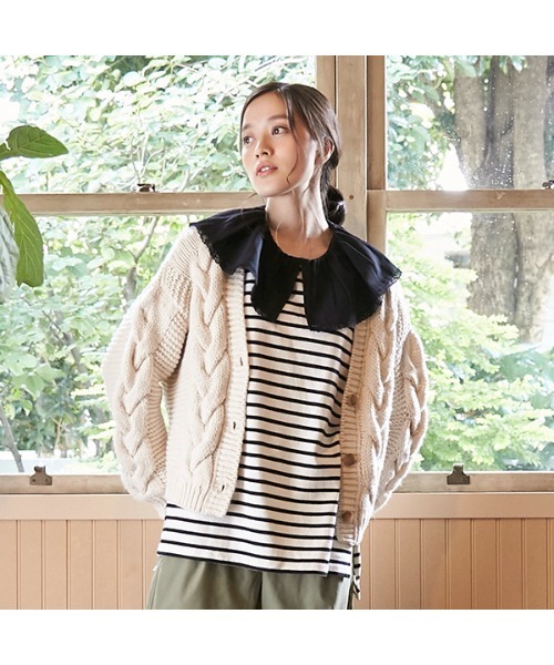 petit main LIEN（プティマインリアン）の「【LIEN】【リンク】レース衿Ｔシャツ（Tシャツ/カットソー・レディース・マルチ/ライトベージュ・FREE）」の10枚目の写真