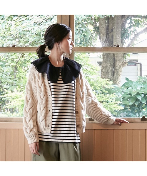 petit main LIEN（プティマインリアン）の「【LIEN】【リンク】レース衿Ｔシャツ（Tシャツ/カットソー・レディース・マルチ/ライトベージュ・FREE）」の11枚目の写真