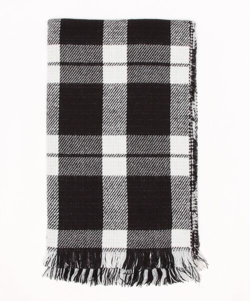 Q（キュー）の「リバーシブルチェックストール（ストール/ショール・レディース・ブラック系その他/ベージュ系その他・MEDIUM）」の4枚目の写真