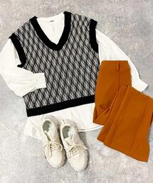 INGNI | ジャガードベスト＋バンドカラーシャツ／SET(ニット/セーター)