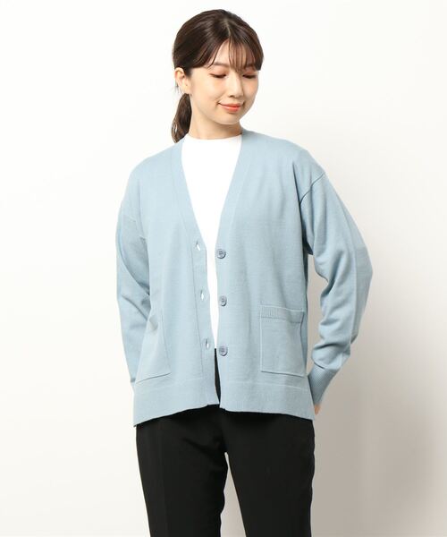 Petit Honfleur(プチオンフルール)の「ゆるトッパーカーディガン(カーディガン/ボレロ・レディース・サックスブルー/ブラック・L/M)」の15枚目の写真