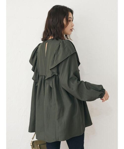 Green Parks(グリーンパークス)の「・SUGAR SPOON ラッフルショルダーチュニック*(Tシャツ/カットソー・レディース・ブラック/グリーン/アイボリー/マスタード・FREE)」の13枚目の写真