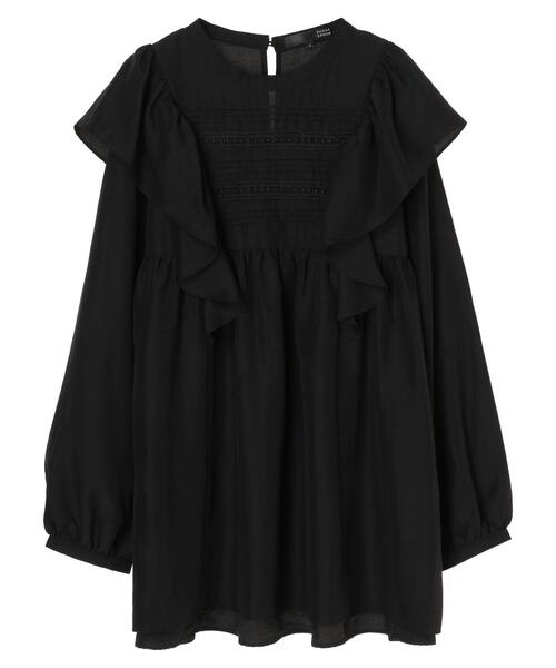 Green Parks(グリーンパークス)の「・SUGAR SPOON ラッフルショルダーチュニック*(Tシャツ/カットソー・レディース・ブラック/グリーン/アイボリー/マスタード・FREE)」の3枚目の写真