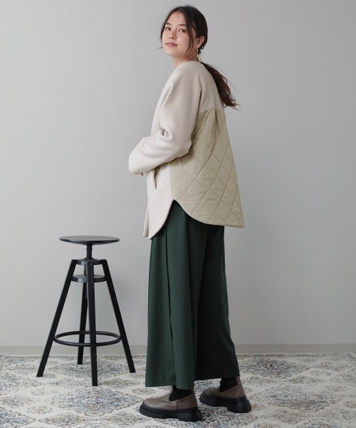 Bou Jeloud（ブージュルード）の「ノーカラーバック切替コート（ノーカラーコート・レディース・アイボリー/モカ・FREE）」の5枚目の写真