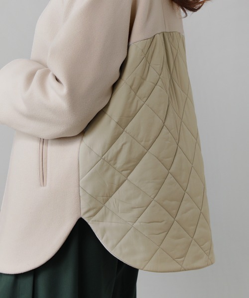 Bou Jeloud（ブージュルード）の「ノーカラーバック切替コート（ノーカラーコート・レディース・アイボリー/モカ・FREE）」の6枚目の写真