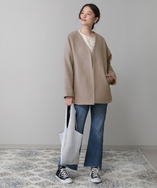 ブージュルード　コート Boujeloud （ブージュルード）「ビッグカラーラッフルショート