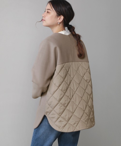 Bou Jeloud（ブージュルード）の「ノーカラーバック切替コート（ノーカラーコート・レディース・アイボリー/モカ・FREE）」の12枚目の写真