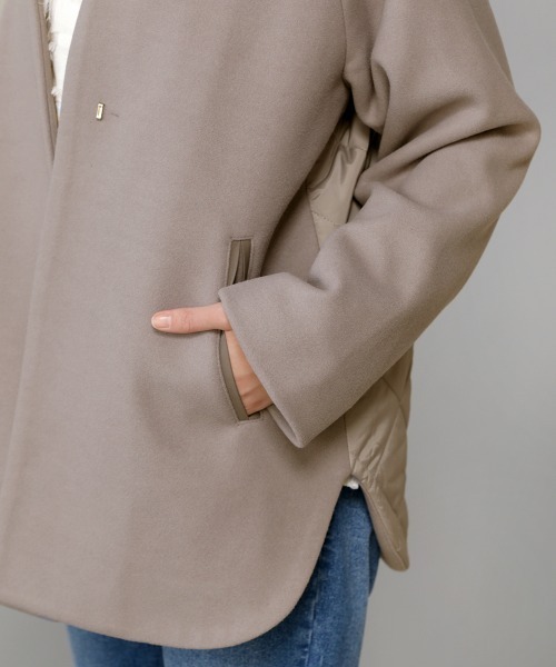 Bou Jeloud（ブージュルード）の「ノーカラーバック切替コート（ノーカラーコート・レディース・アイボリー/モカ・FREE）」の15枚目の写真