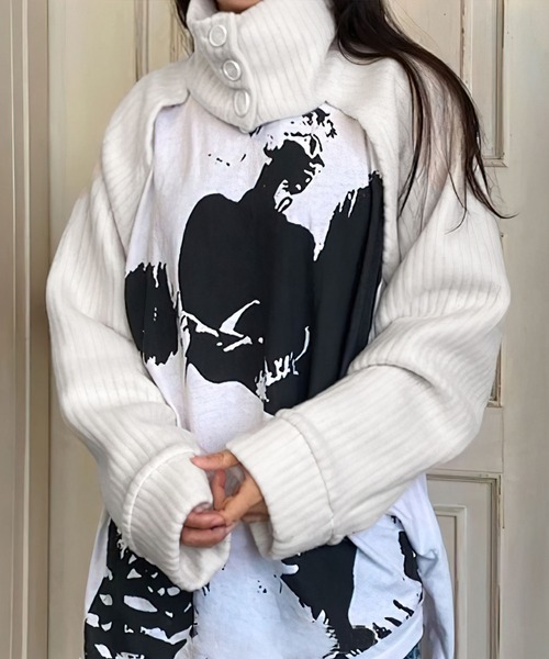 me+em select（ミームセレクト）の「【3WAY】襟ショートドルマンカーディガン【韓国製】（カーディガン/ボレロ・レディース・ブラック/ベージュ/グレー/アイボリー/チャコール・FREE）」の2枚目の写真