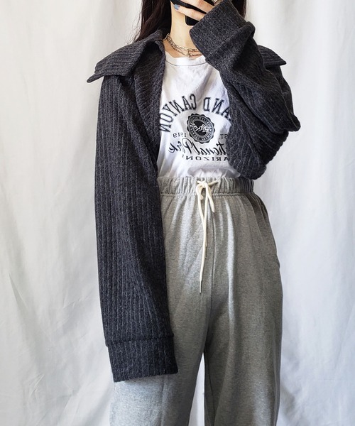 me+em select（ミームセレクト）の「【3WAY】襟ショートドルマンカーディガン【韓国製】（カーディガン/ボレロ・レディース・ブラック/ベージュ/グレー/アイボリー/チャコール・FREE）」の16枚目の写真