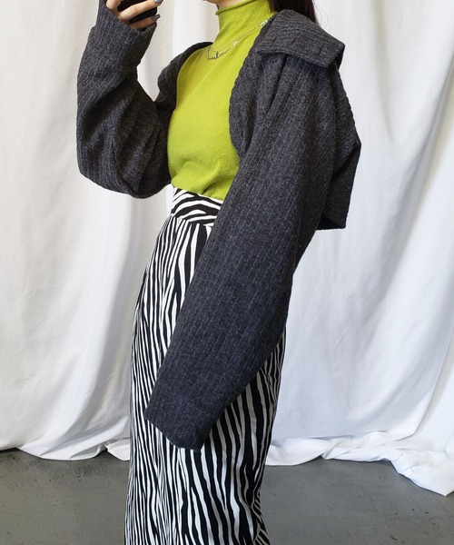 me+em select（ミームセレクト）の「【3WAY】襟ショートドルマンカーディガン【韓国製】（カーディガン/ボレロ・レディース・ブラック/ベージュ/グレー/アイボリー/チャコール・FREE）」の22枚目の写真