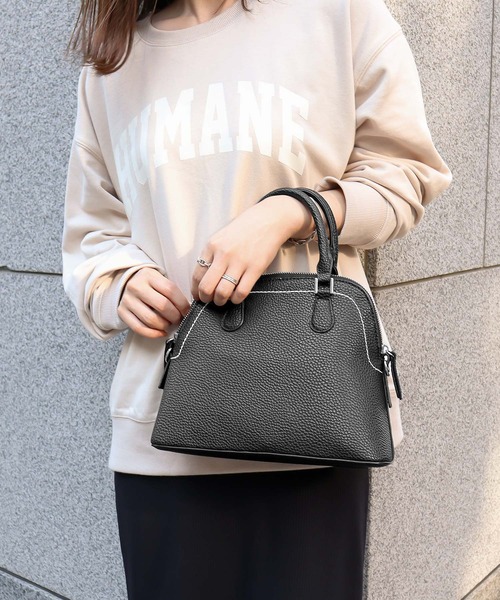 KOBE LETTUCE（コウベレタス）の「ショルダーストラップ付き2waｙステッチブガッティバッグ（ハンドバッグ・レディース・ブラック/マスタード/グレイッシュベージュ/ホワイト系/ブラウン・FREE）」の16枚目の写真