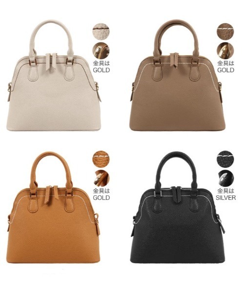 KOBE LETTUCE（コウベレタス）の「ショルダーストラップ付き2waｙステッチブガッティバッグ（ハンドバッグ・レディース・ブラック/マスタード/グレイッシュベージュ/ホワイト系/ブラウン・FREE）」の9枚目の写真