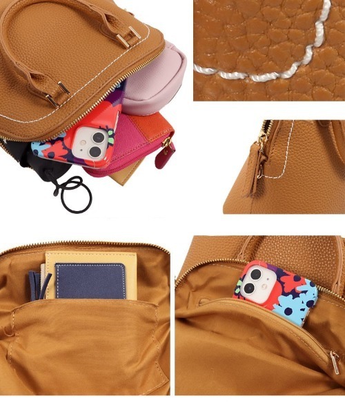 KOBE LETTUCE（コウベレタス）の「ショルダーストラップ付き2waｙステッチブガッティバッグ（ハンドバッグ・レディース・ブラック/マスタード/グレイッシュベージュ/ホワイト系/ブラウン・FREE）」の13枚目の写真