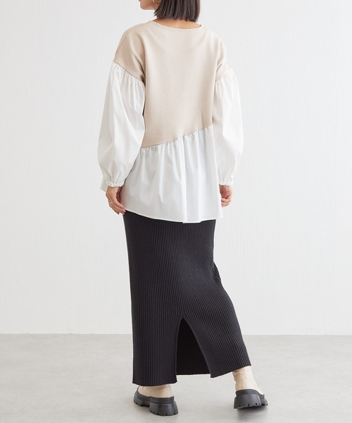 BONbazaar（ボンバザール）の「ニットドッキングブラウス（ニット/セーター・レディース・ブラック/ベージュ/ブラウン・FREE）」の13枚目の写真