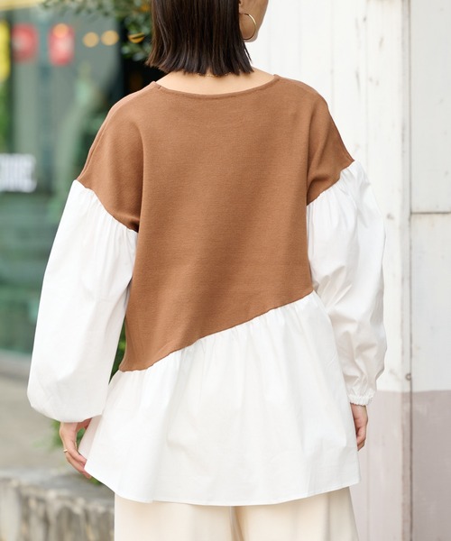 BONbazaar（ボンバザール）の「ニットドッキングブラウス（ニット/セーター・レディース・ブラック/ベージュ/ブラウン・FREE）」の20枚目の写真