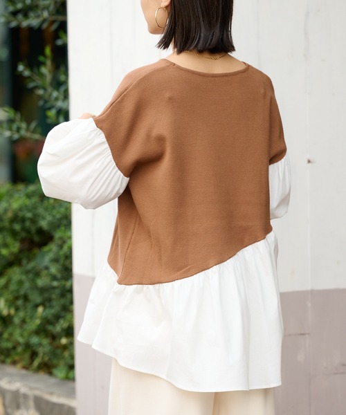 BONbazaar（ボンバザール）の「ニットドッキングブラウス（ニット/セーター・レディース・ブラック/ベージュ/ブラウン・FREE）」の19枚目の写真