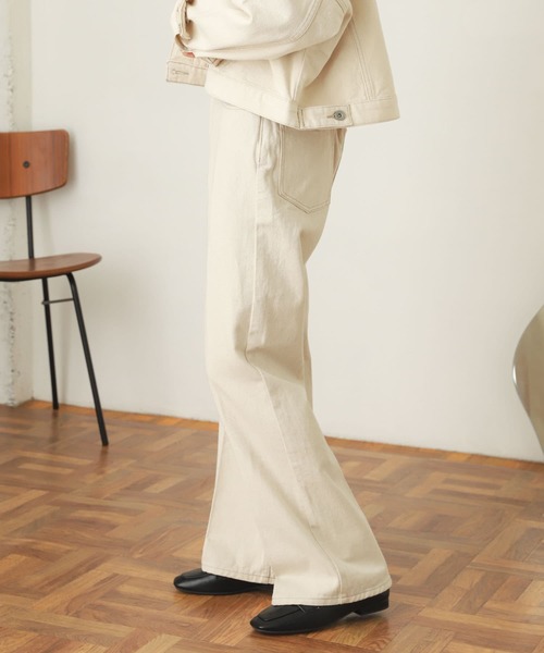 『ユニセックス』センタープレスフレアデニム