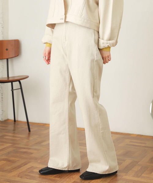 『ユニセックス』センタープレスフレアデニム