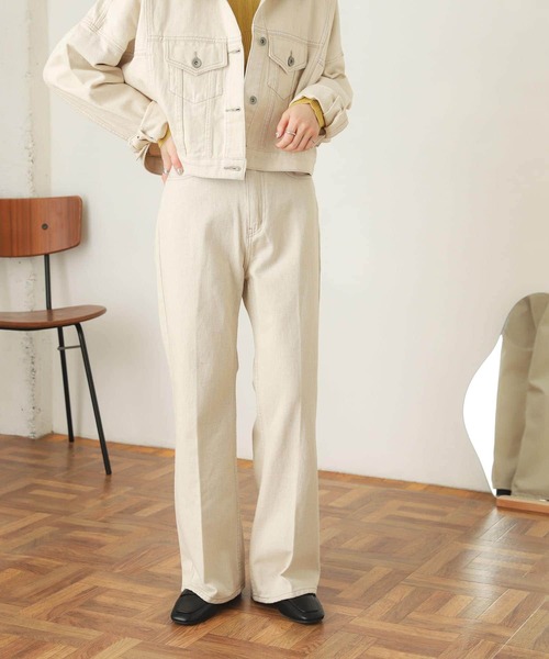 『ユニセックス』センタープレスフレアデニム