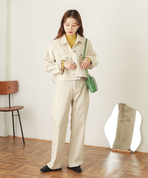 『ユニセックス』センタープレスフレアデニム