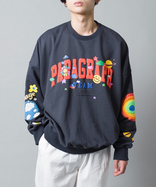 美品 Paragraph ハッピー ロゴ プリント スウェット プルオーバー Paragraph（パラグラフ）の「【Paragraph】ハッピーロゴプル