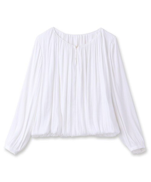 UNTITLED(アンタイトル)の「◆ルミエールクロス ギャザーブラウス【洗える】(Tシャツ/カットソー・レディース・オフホワイト・03/02/04/01/48/44)」の2枚目の写真