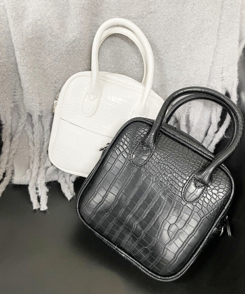 PARKS TOKYO SELECT（パークストウキョウセレクト）の「2wayクロコ柄スクエアレザーハンドバッグ（ハンドバッグ・レディース・ブラック/ベージュ/ブラウン/ホワイト・FREE）」の3枚目の写真