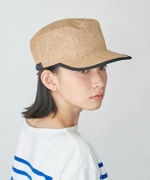 OVERRIDE(オーバーライド)の「OVERRIDE POLYSHEET FLATTOP CAP(キャップ・レディース・ブラック/ナチュラル・58cm)」の2枚目の写真