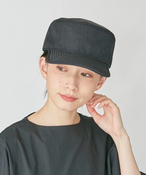 OVERRIDE(オーバーライド)の「OVERRIDE POLYSHEET FLATTOP CAP(キャップ・レディース・ブラック/ナチュラル・58cm)」の1枚目の写真