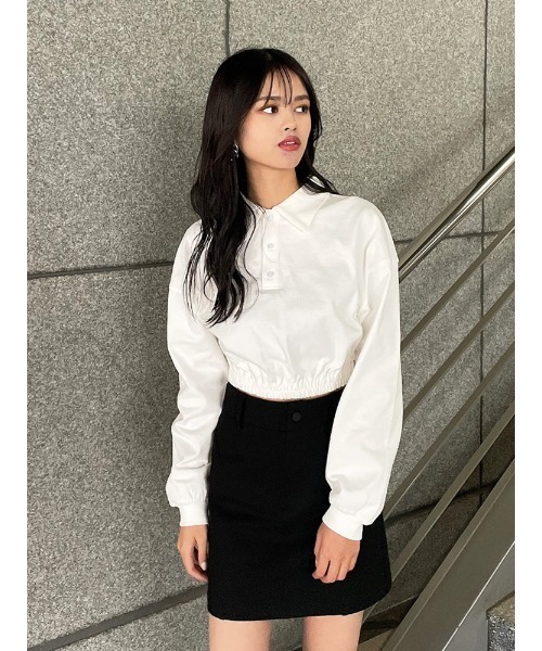 ENVYM(アンビー)の「ルーズポロTOPS(Tシャツ/カットソー・レディース・ホワイト/ピンク/ブラック・FREE)」の6枚目の写真