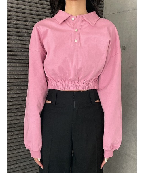 ENVYM(アンビー)の「ルーズポロTOPS(Tシャツ/カットソー・レディース・ホワイト/ピンク/ブラック・FREE)」の14枚目の写真