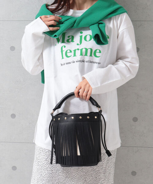 fredy emue（フレディエミュ）の「フリンジバケツ ショルダーバッグ（ショルダーバッグ・レディース・ブラック/キャメル・FREE）」の4枚目の写真