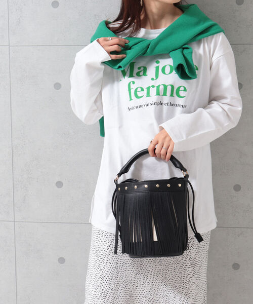 fredy emue（フレディエミュ）の「フリンジバケツ ショルダーバッグ（ショルダーバッグ・レディース・ブラック/キャメル・FREE）」の7枚目の写真