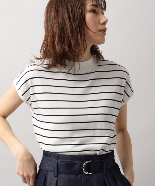 SOUP(スープ)の「◆接触冷感・UVカット/フレンチスリーブニット(ニット/セーター・レディース・ホワイト系5/ベビーピンク/ブラック/ダークブラウン/ライトブルー/ライトグレー・11/09)」の1枚目の写真