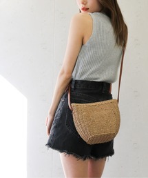 Per sist ence（パーシエンス）の「Per sist ence/パーシエンス　雑材ペーパー ラウンドミニショルダーバッグ（かごバッグ）」